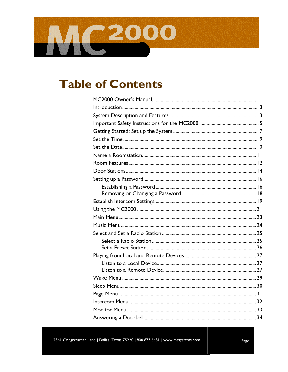 M&S Systems MC2000 User Manual | Page 3 / 44