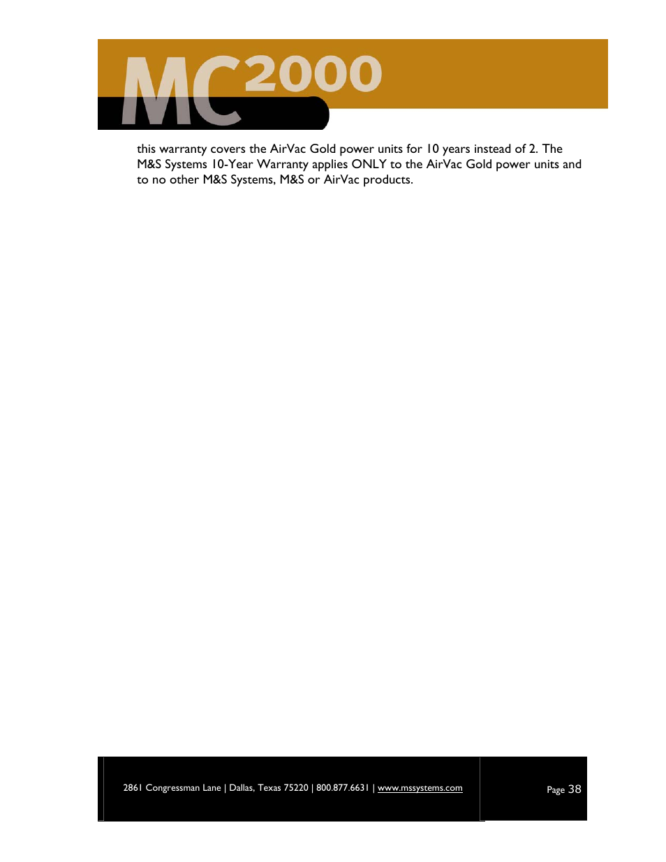 M&S Systems MC2000 User Manual | Page 40 / 44