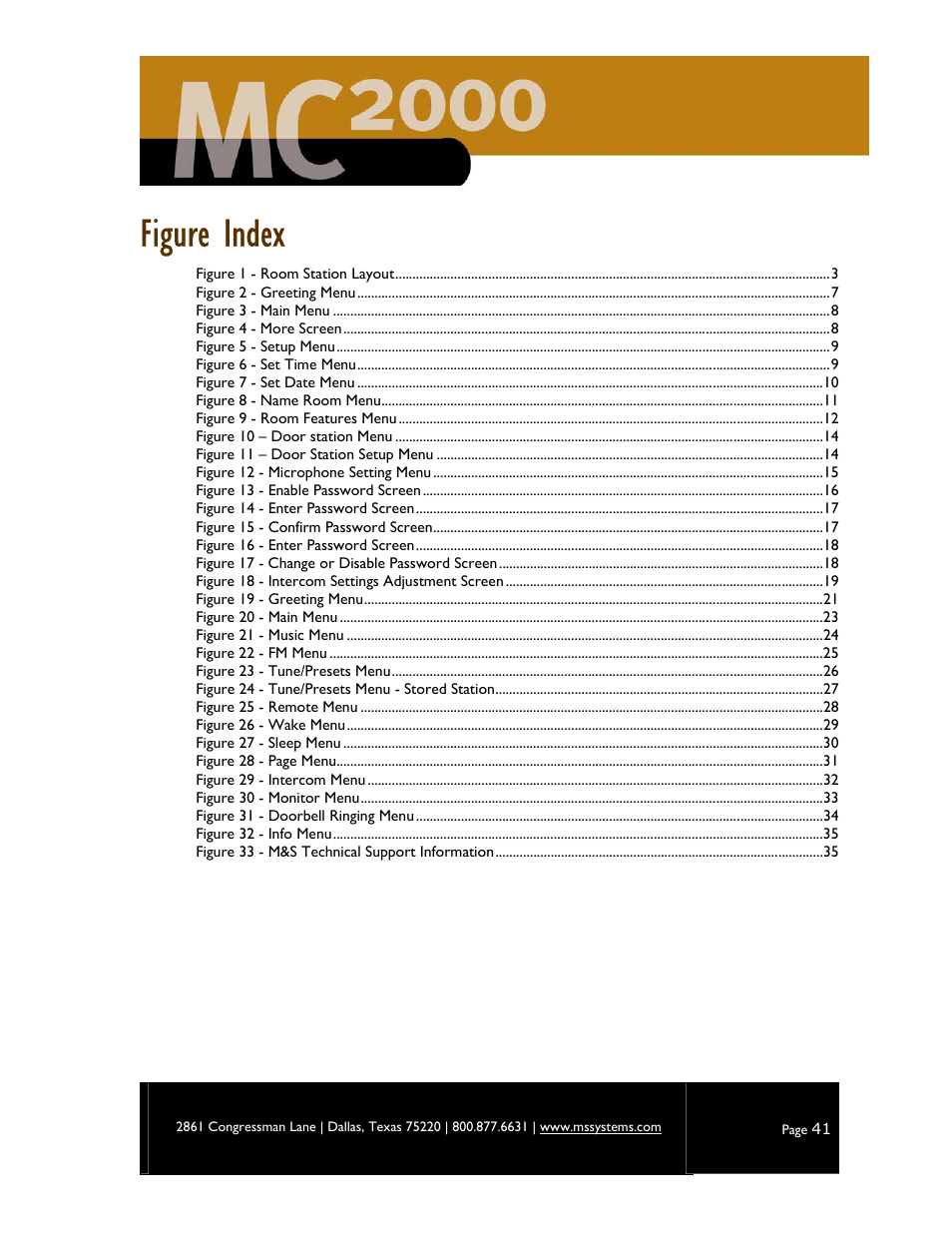 Figure index | M&S Systems MC2000 User Manual | Page 43 / 44