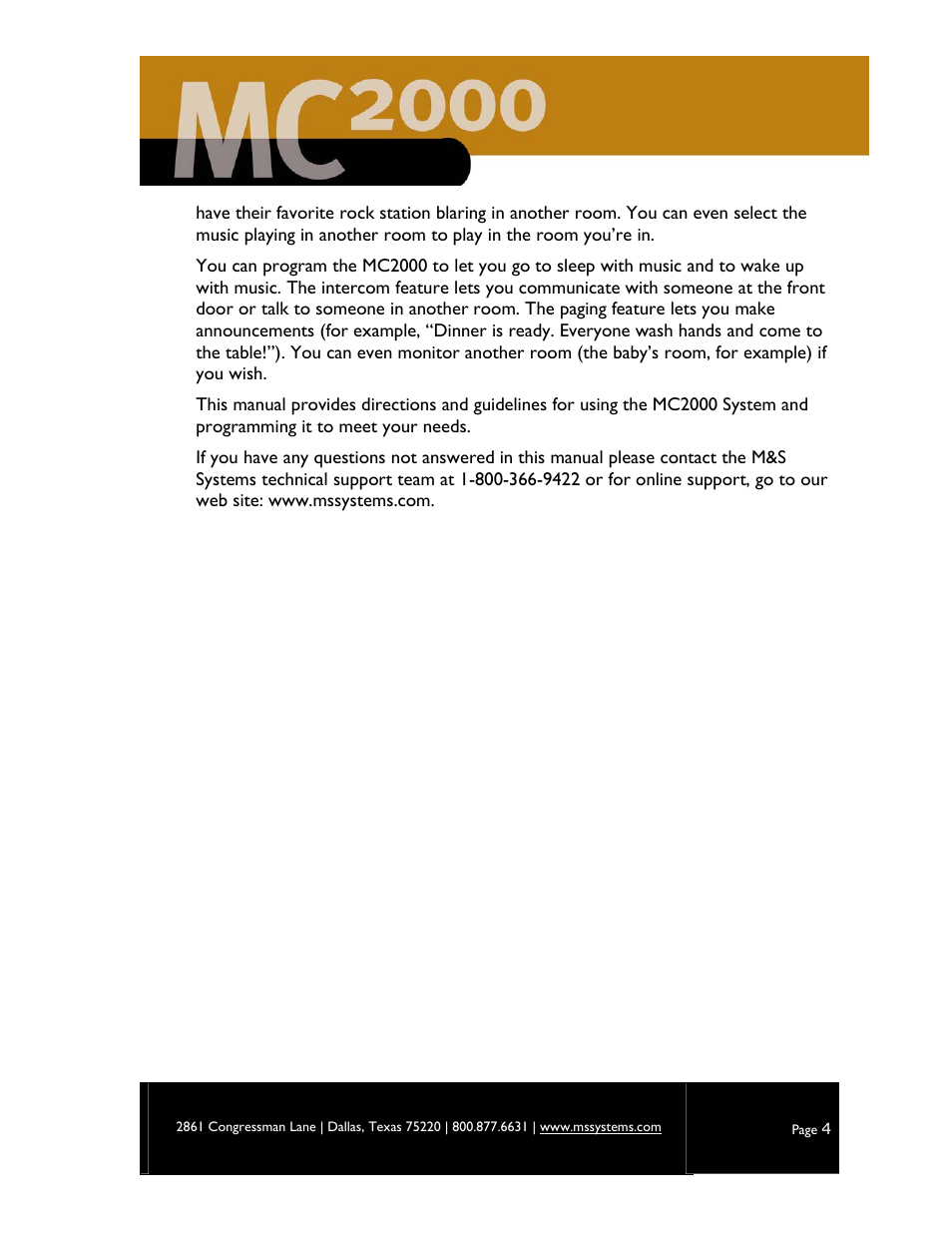 M&S Systems MC2000 User Manual | Page 6 / 44