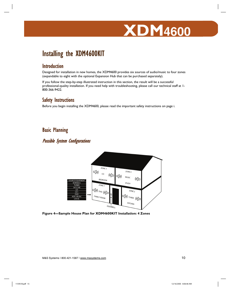 Installing the xdm4600kit, Introduction, Safety instructions | Basic planning, Possible system configurations | M&S Systems XDM4600 User Manual | Page 15 / 30