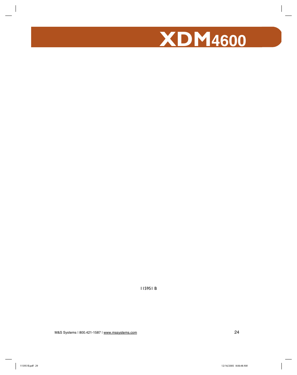 M&S Systems XDM4600 User Manual | Page 29 / 30