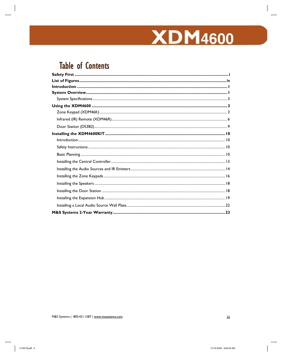 M&S Systems XDM4600 User Manual | Page 4 / 30