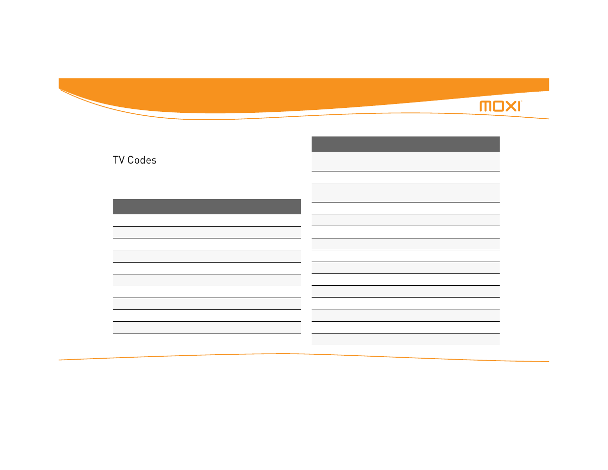 Tv codes, Moxi remote programming codes 78 | Moxi Version 4.1 User Manual | Page 85 / 109