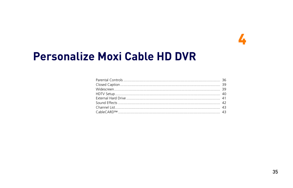 Personalize moxi cable hd dvr | Moxi 3012 User Manual | Page 35 / 82