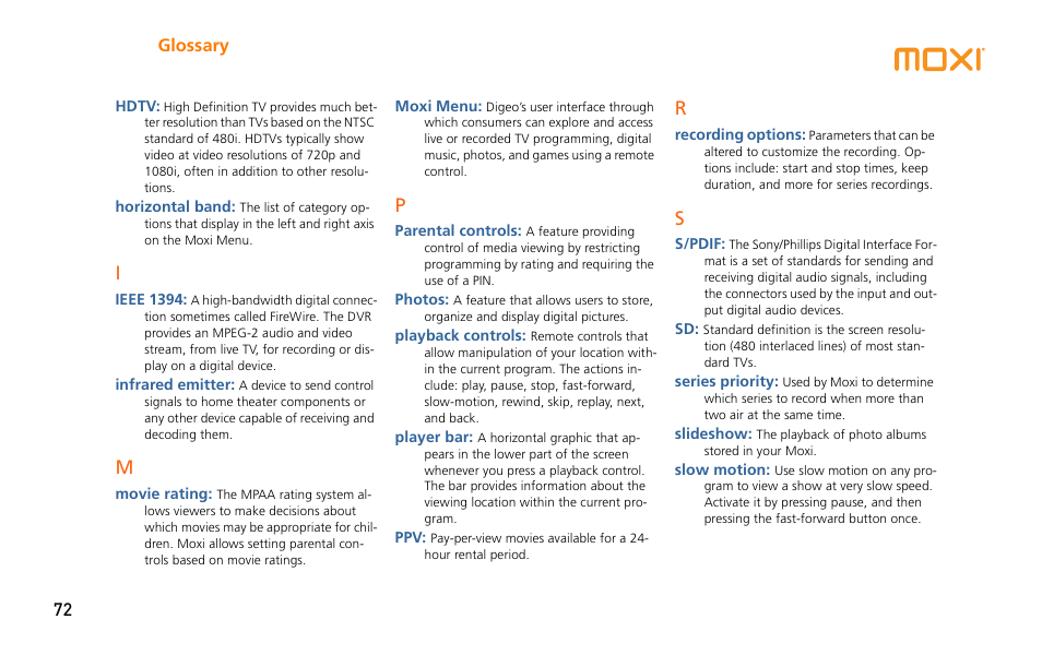 Moxi 3012 User Manual | Page 72 / 82