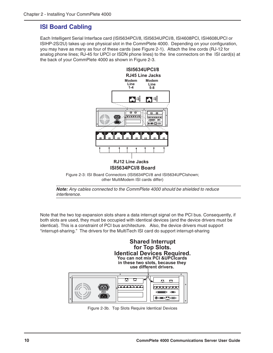 Isi board cabling | Multi-Tech Systems Hub User Manual | Page 10 / 40
