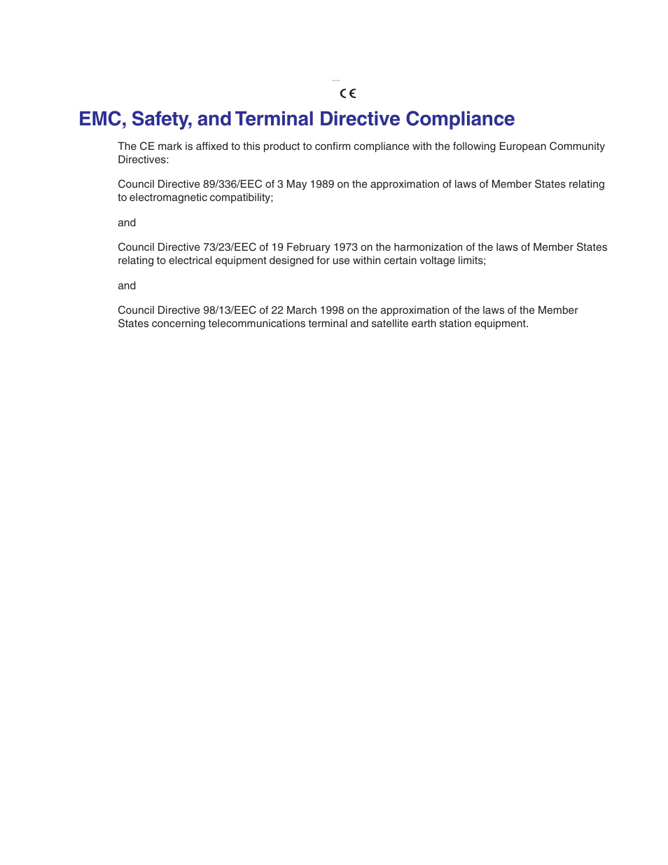 Emc, safety, and terminal directive compliance | Multi-Tech Systems Hub User Manual | Page 40 / 40