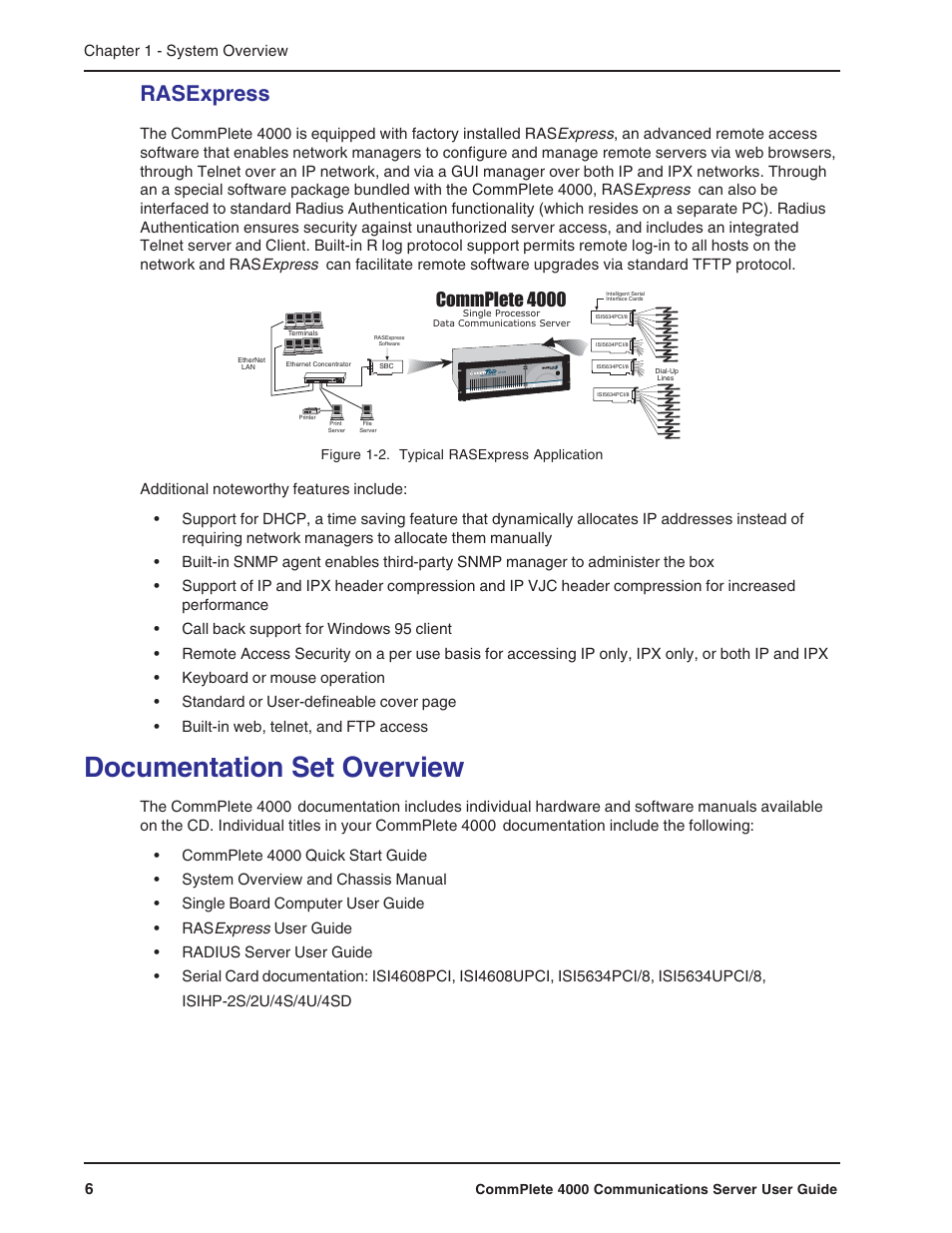 Rasexpress, Documentation set overview, Commplete 4000 | Multi-Tech Systems Hub User Manual | Page 6 / 40