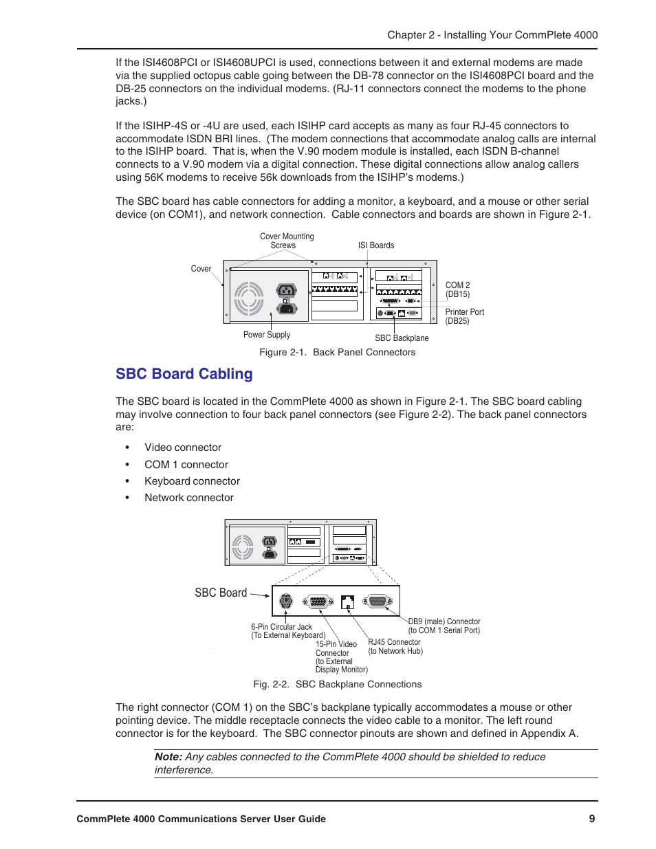 Sbc board cabling, Sbc board | Multi-Tech Systems Hub User Manual | Page 9 / 40
