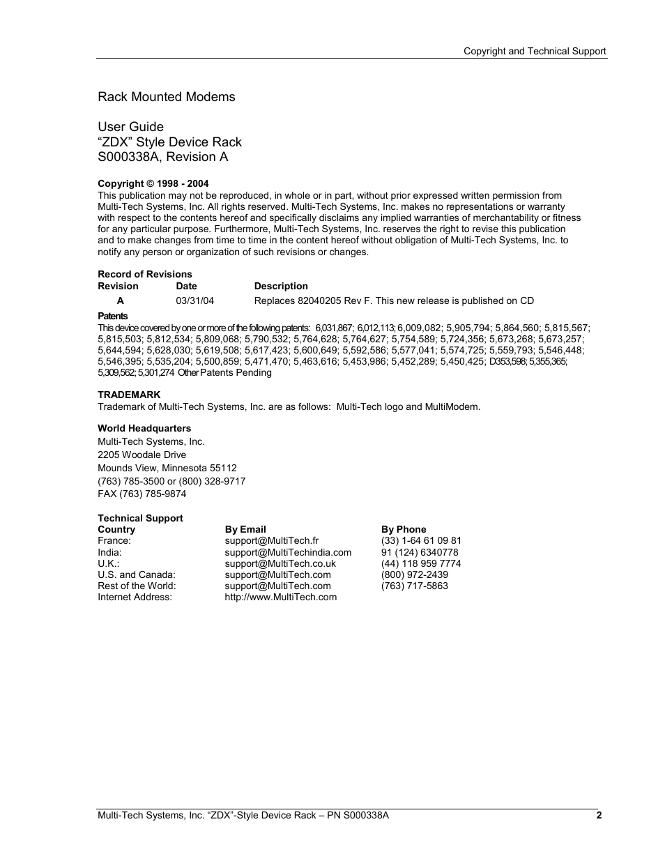 Multi-Tech Systems ZDX Series User Manual | Page 2 / 13