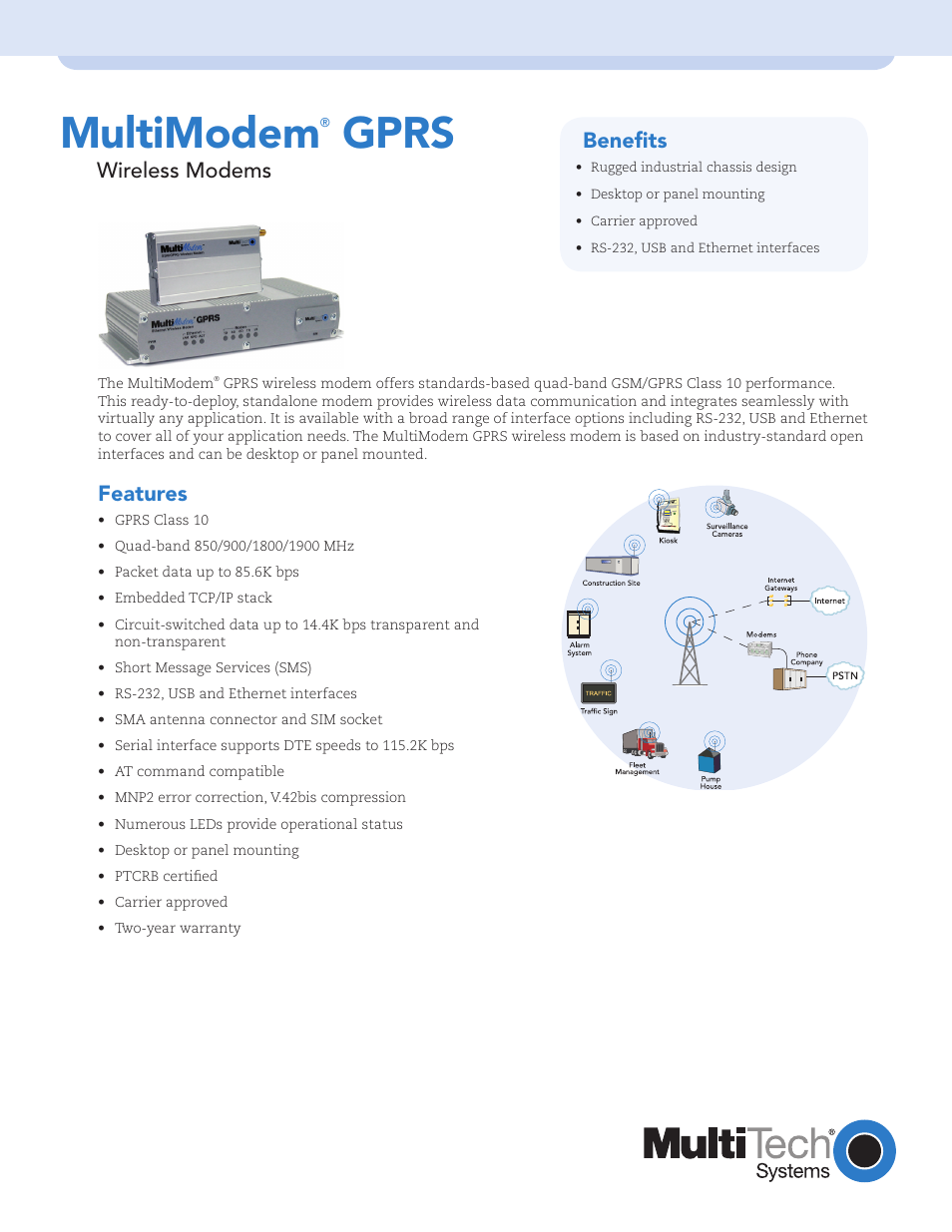 Multi-Tech Systems MultiModem GPRS RS-232 User Manual | 4 pages