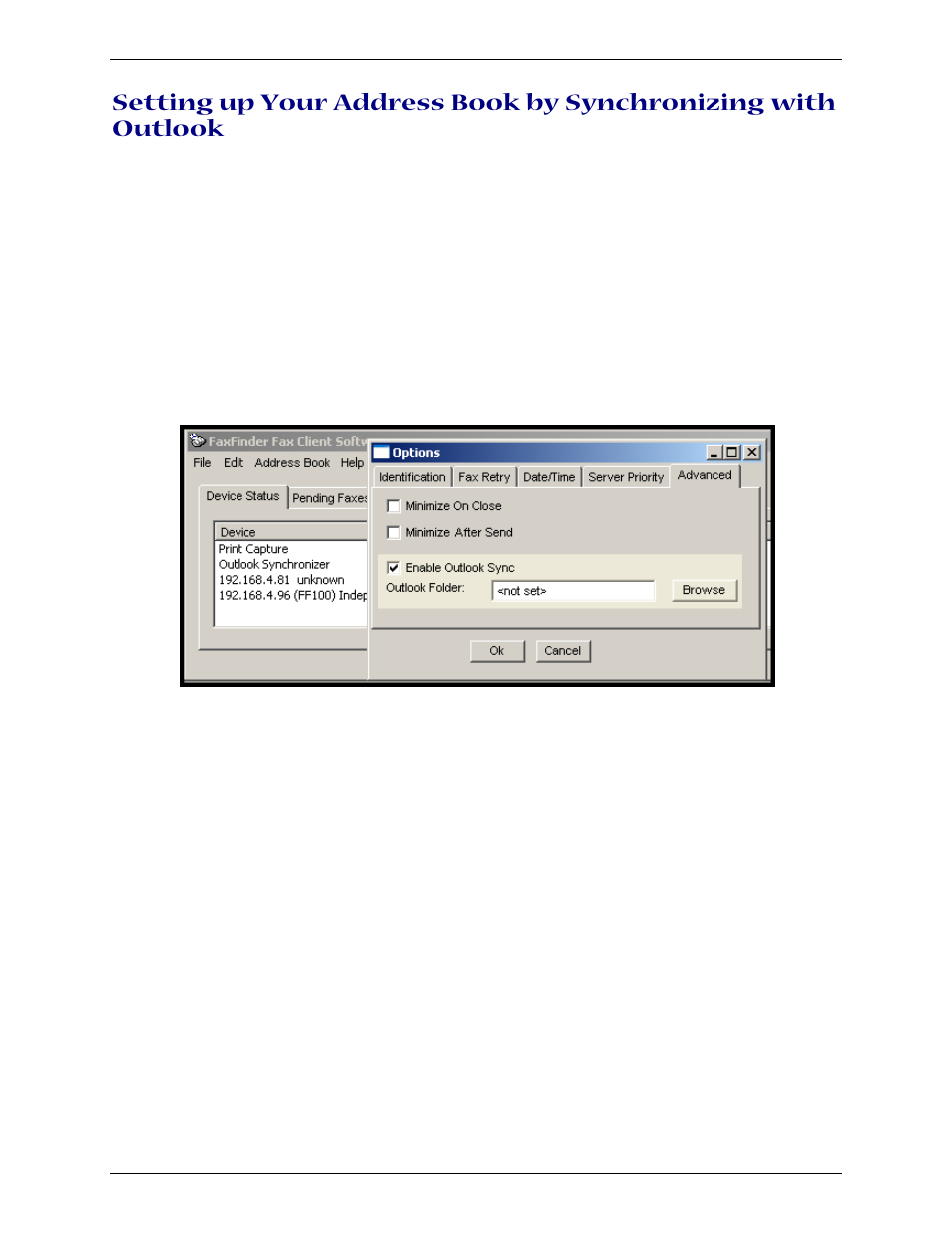 What synchronization means, Synchronization procedure | Multi-Tech Systems Multi-Tech FaxFinder FF820 User Manual | Page 108 / 207