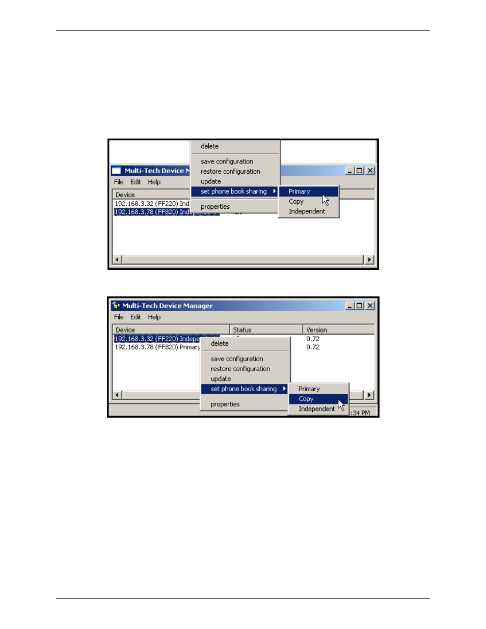 Synchronizing phonebooks | Multi-Tech Systems Multi-Tech FaxFinder FF820 User Manual | Page 156 / 207