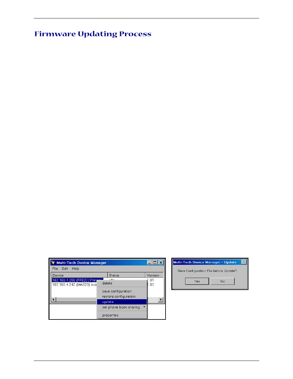 Firmware updating process, Modem firmware update | Multi-Tech Systems Multi-Tech FaxFinder FF820 User Manual | Page 175 / 207