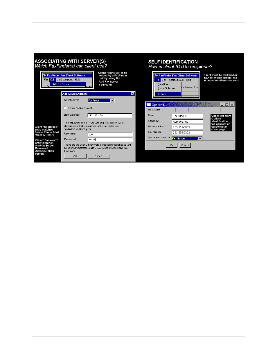 Associating with servers and self identification | Multi-Tech Systems Multi-Tech FaxFinder FF820 User Manual | Page 201 / 207