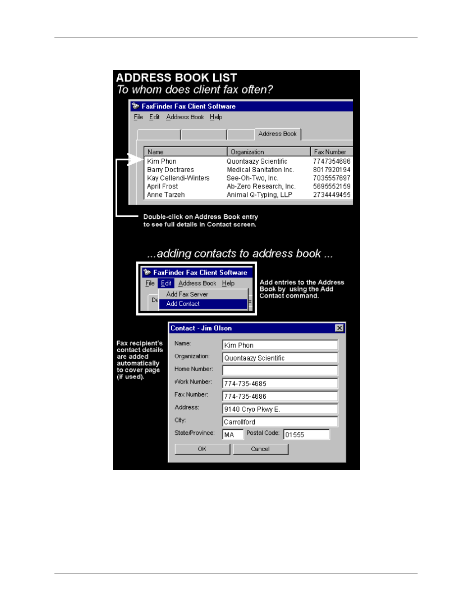 Address book: methods of management | Multi-Tech Systems Multi-Tech FaxFinder FF820 User Manual | Page 202 / 207