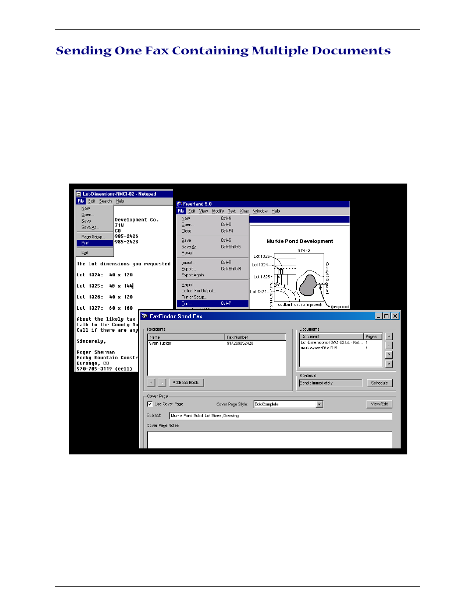 Sending one fax containing multiple documents | Multi-Tech Systems Multi-Tech FaxFinder FF820 User Manual | Page 93 / 207