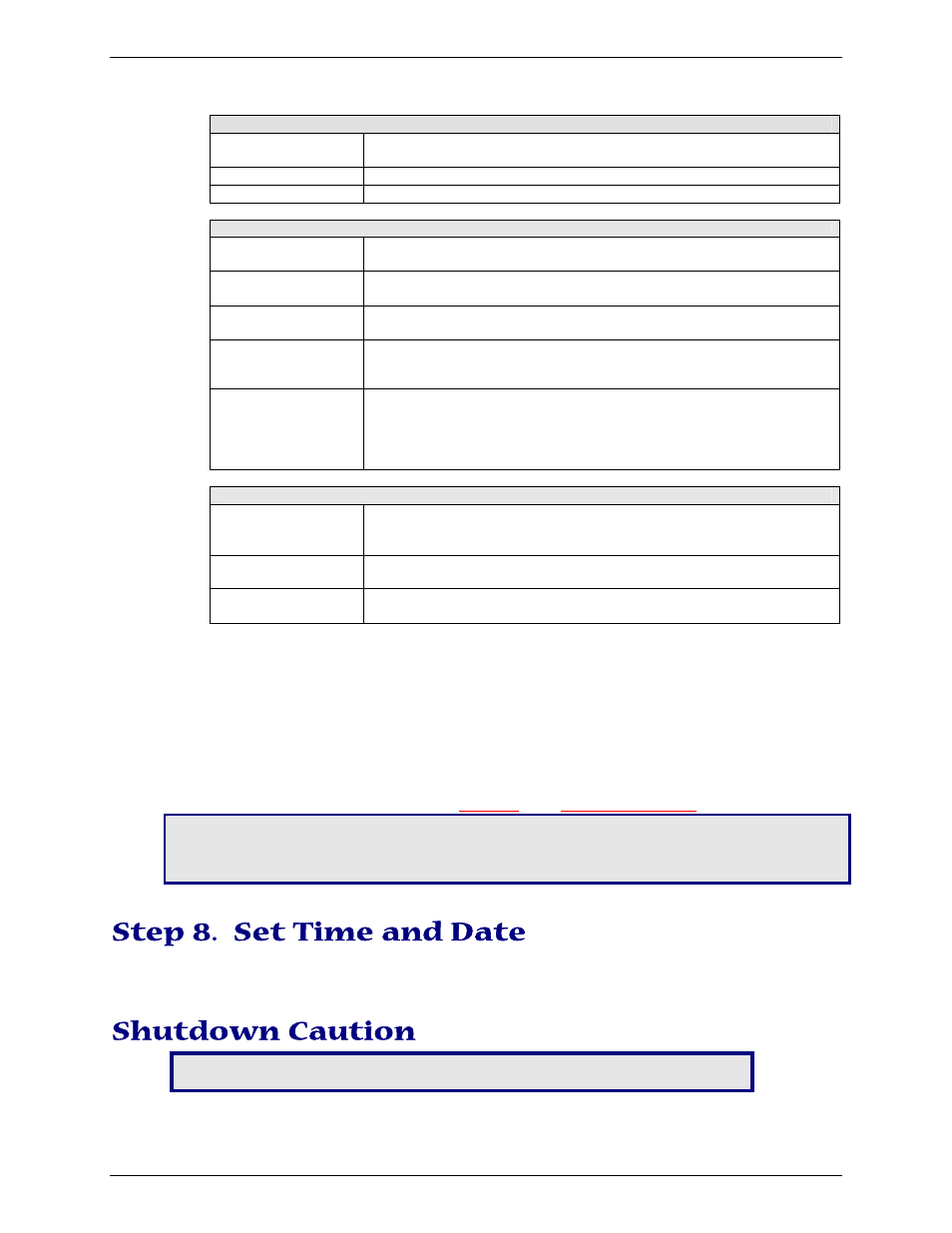 Step 8. set time and date, Shutdown caution | Multi-Tech Systems Multimodem RJ-9 User Manual | Page 19 / 62