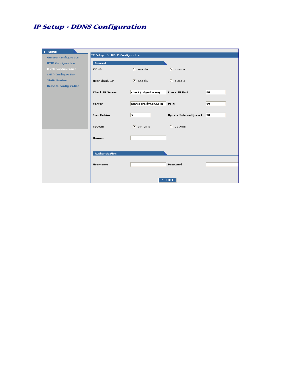 Ip setup > ddns configuration | Multi-Tech Systems Multimodem RJ-9 User Manual | Page 26 / 62