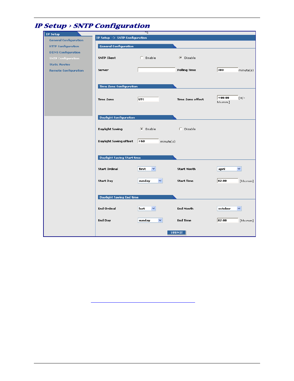 Ip setup > sntp configuration | Multi-Tech Systems Multimodem RJ-9 User Manual | Page 27 / 62