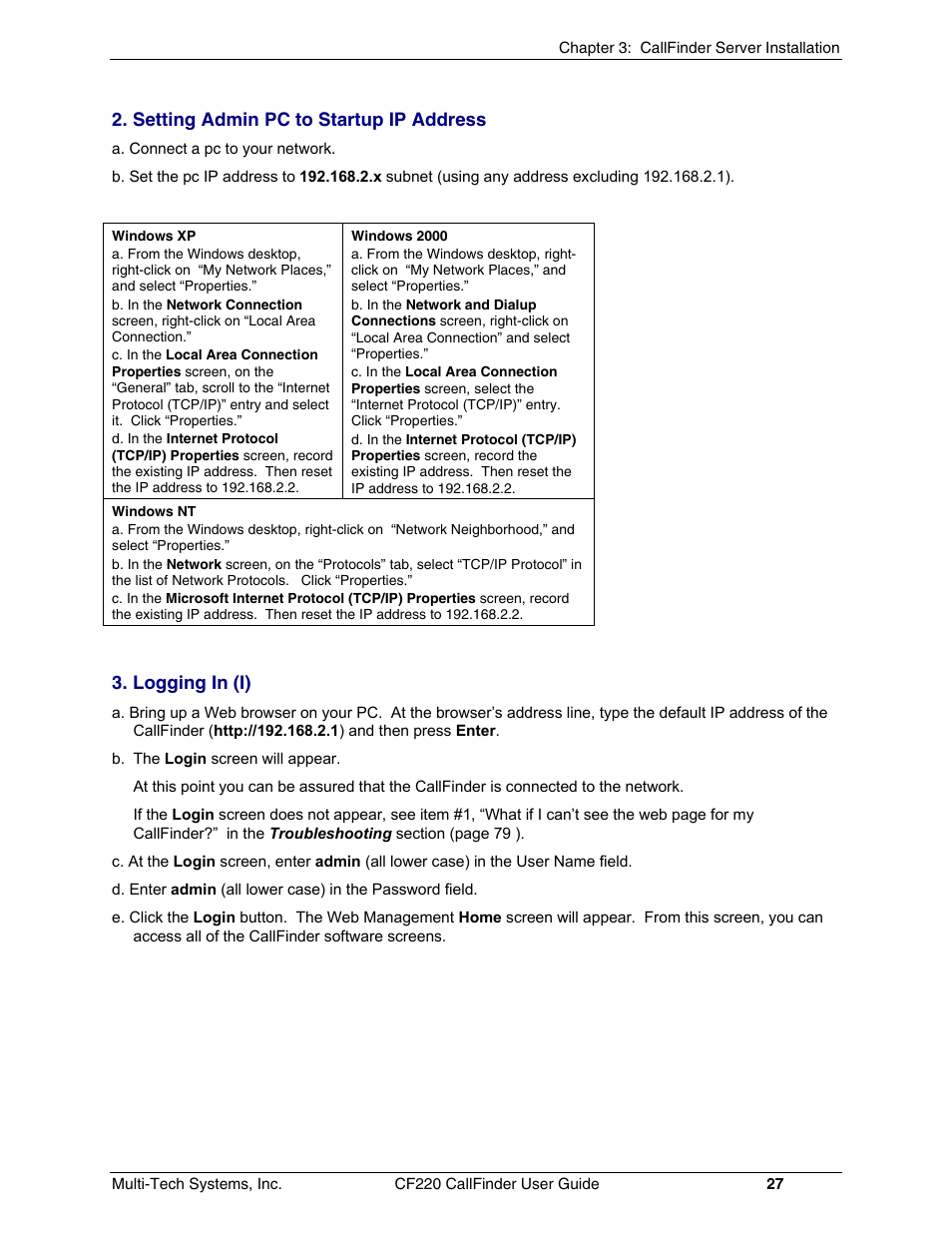 Multi-Tech Systems CF220 User Manual | Page 27 / 84