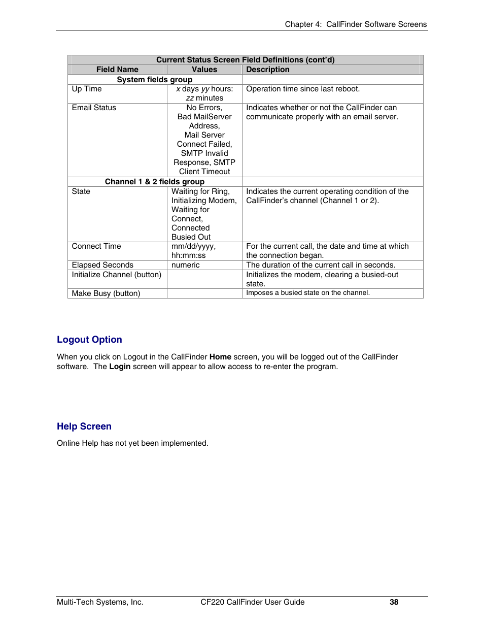 Multi-Tech Systems CF220 User Manual | Page 38 / 84