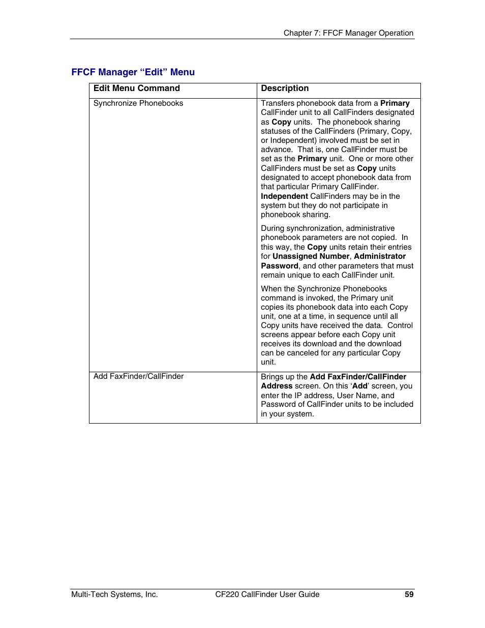 Multi-Tech Systems CF220 User Manual | Page 59 / 84