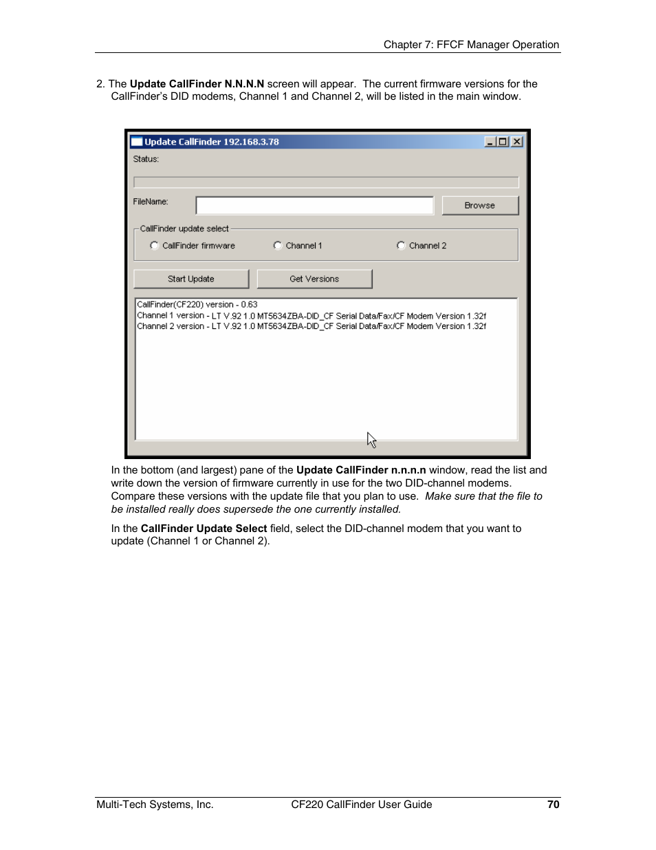 Multi-Tech Systems CF220 User Manual | Page 70 / 84