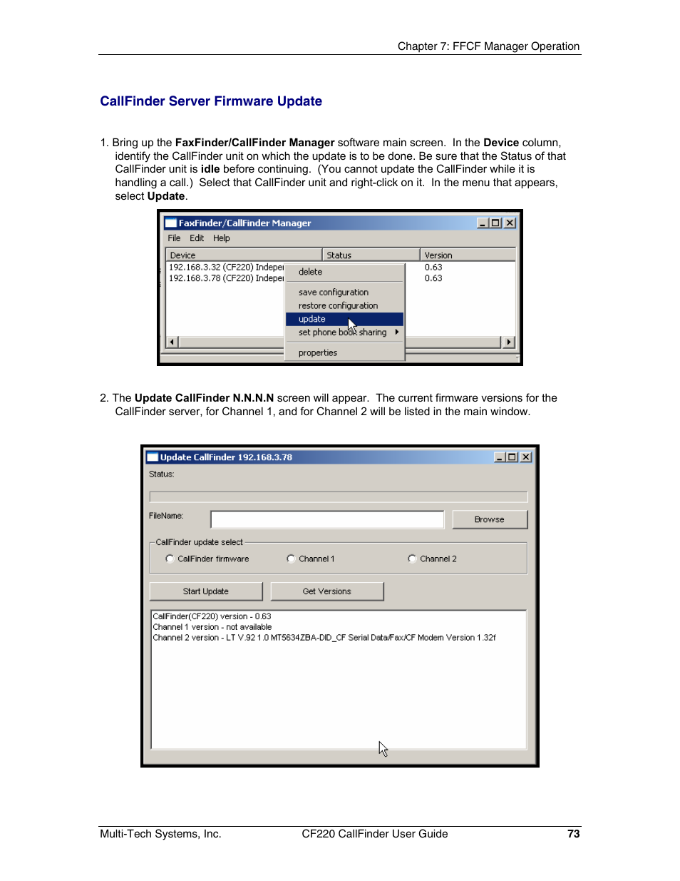 Multi-Tech Systems CF220 User Manual | Page 73 / 84