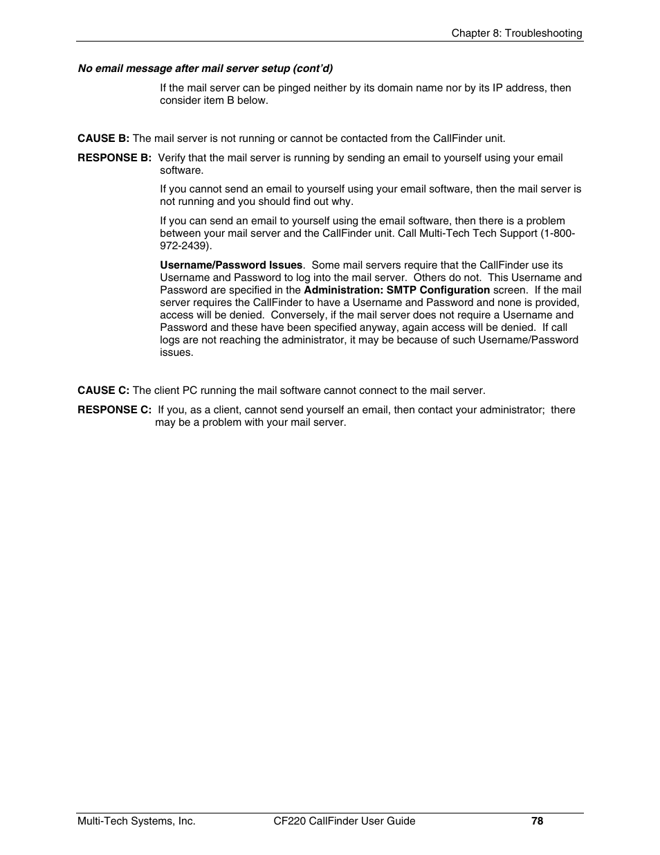 Multi-Tech Systems CF220 User Manual | Page 78 / 84
