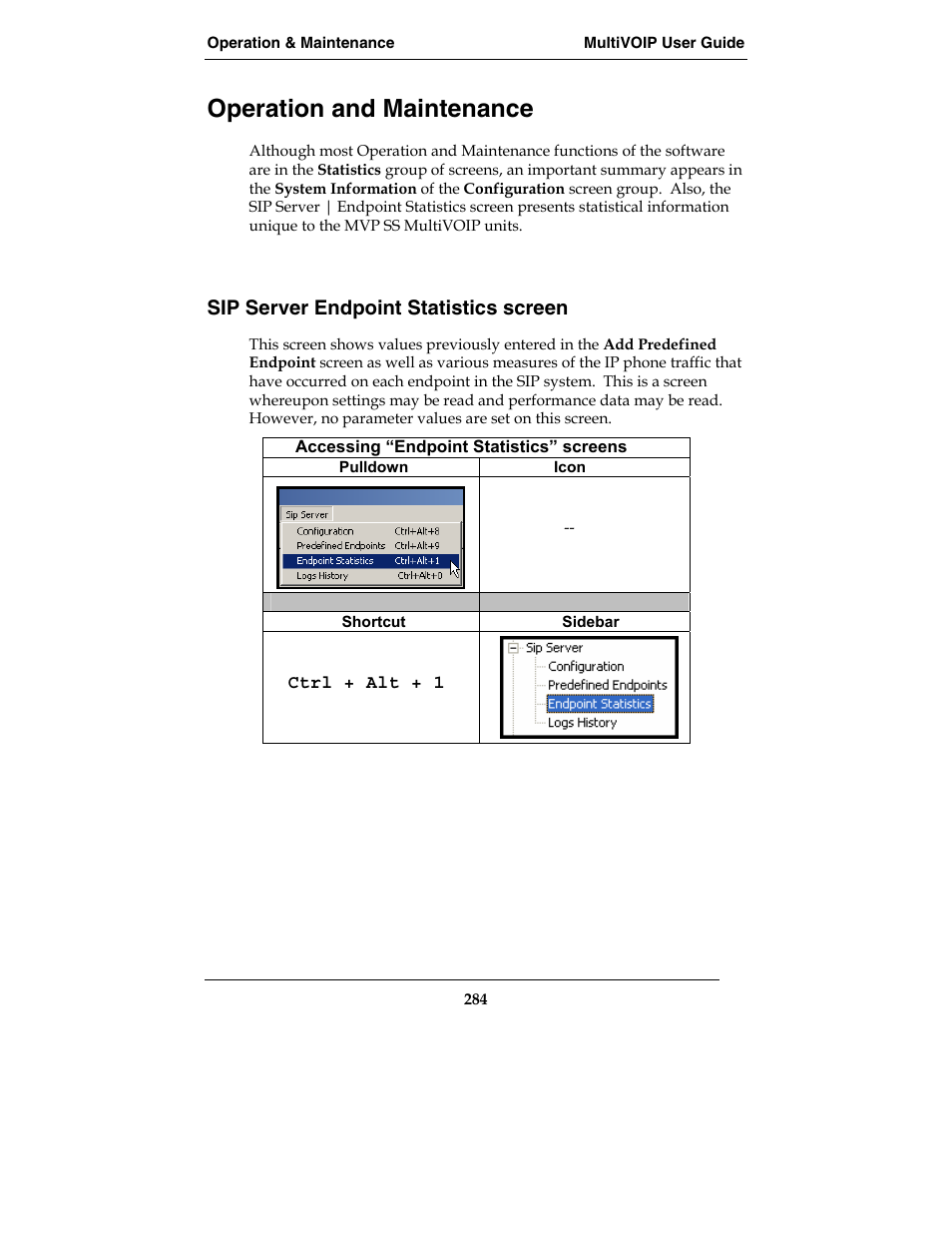 Operation and maintenance, Sip server endpoint statistics screen | Multi-Tech Systems MVP210-SS User Manual | Page 284 / 415