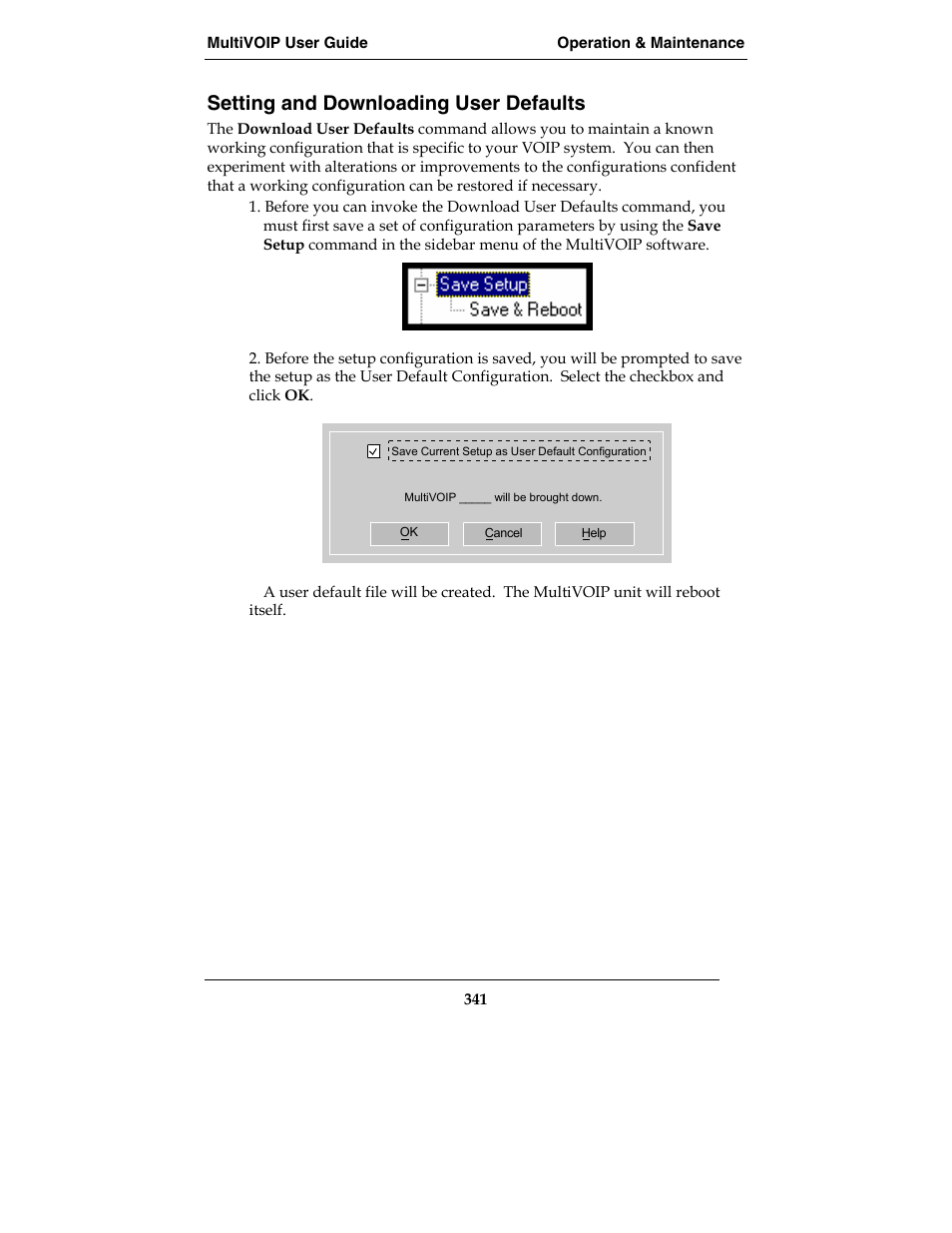 Setting and downloading user defaults | Multi-Tech Systems MVP210-SS User Manual | Page 341 / 415