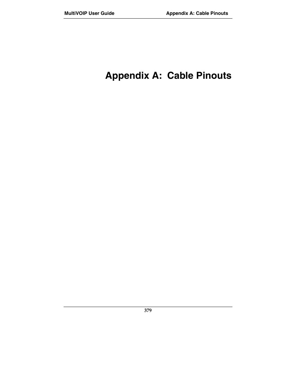 Appendix a: cable pinouts | Multi-Tech Systems MVP210-SS User Manual | Page 379 / 415