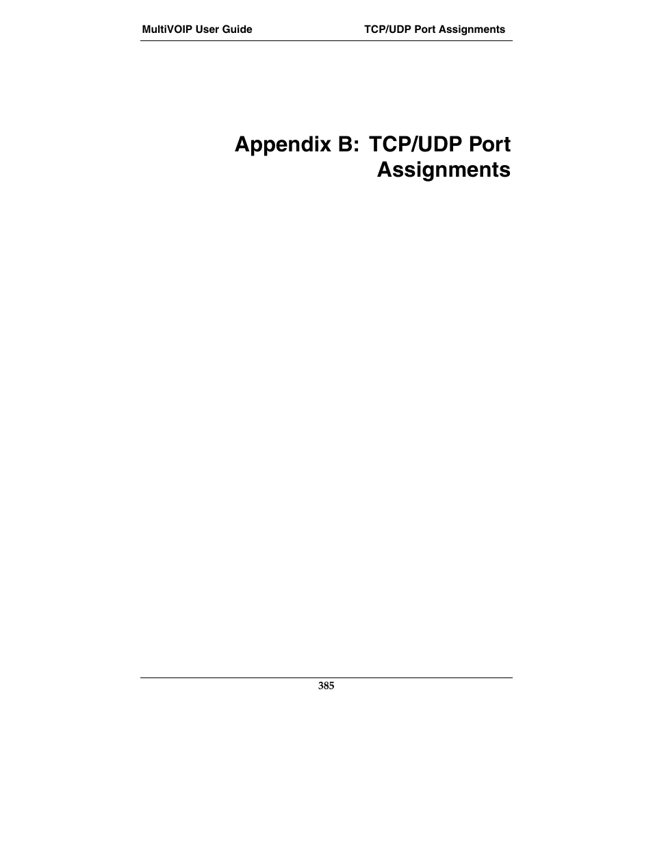 Appendix b: tcp/udp port assignments | Multi-Tech Systems MVP210-SS User Manual | Page 385 / 415