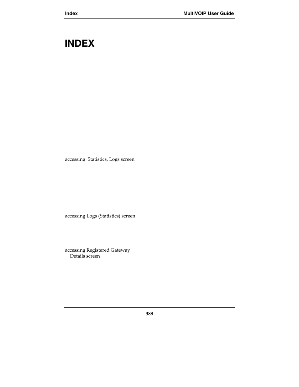 Index | Multi-Tech Systems MVP210-SS User Manual | Page 388 / 415