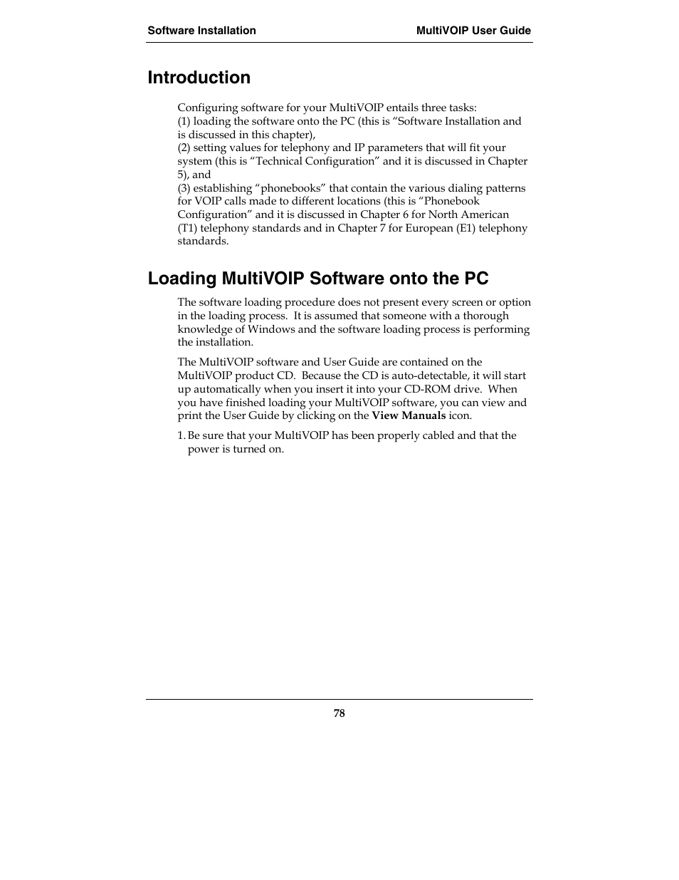 Introduction, Loading multivoip software onto the pc | Multi-Tech Systems MVP210-SS User Manual | Page 78 / 415