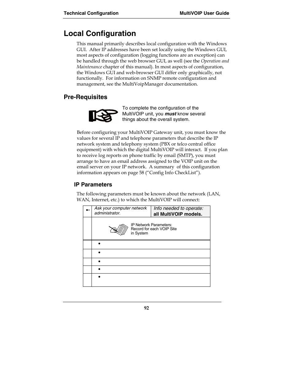 Local configuration, Pre-requisites | Multi-Tech Systems MVP210-SS User Manual | Page 92 / 415
