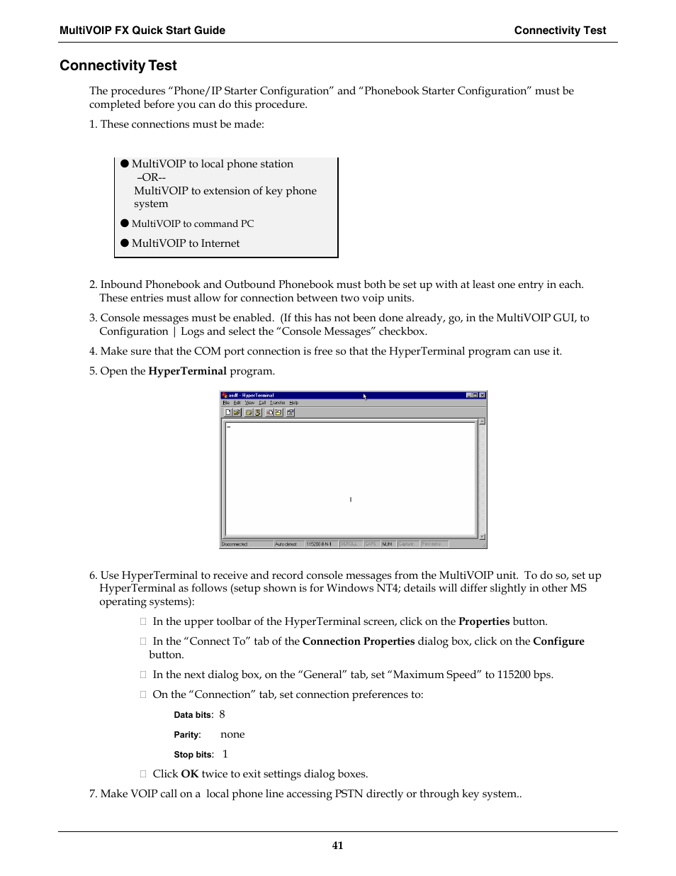 Connectivity test | Multi-Tech Systems MVPFX2-2 User Manual | Page 41 / 193