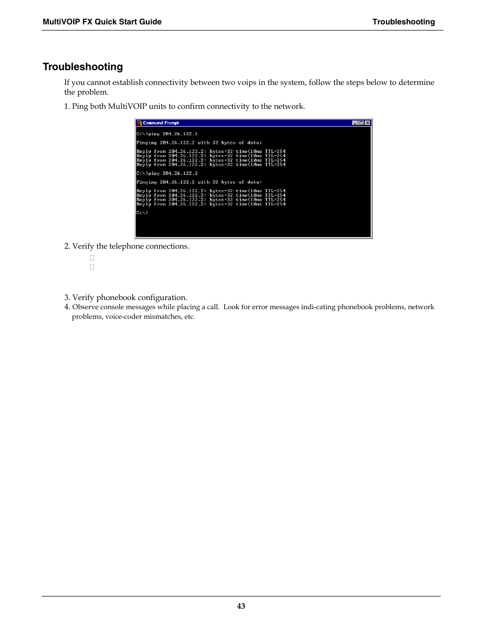 Troubleshooting | Multi-Tech Systems MVPFX2-2 User Manual | Page 43 / 193