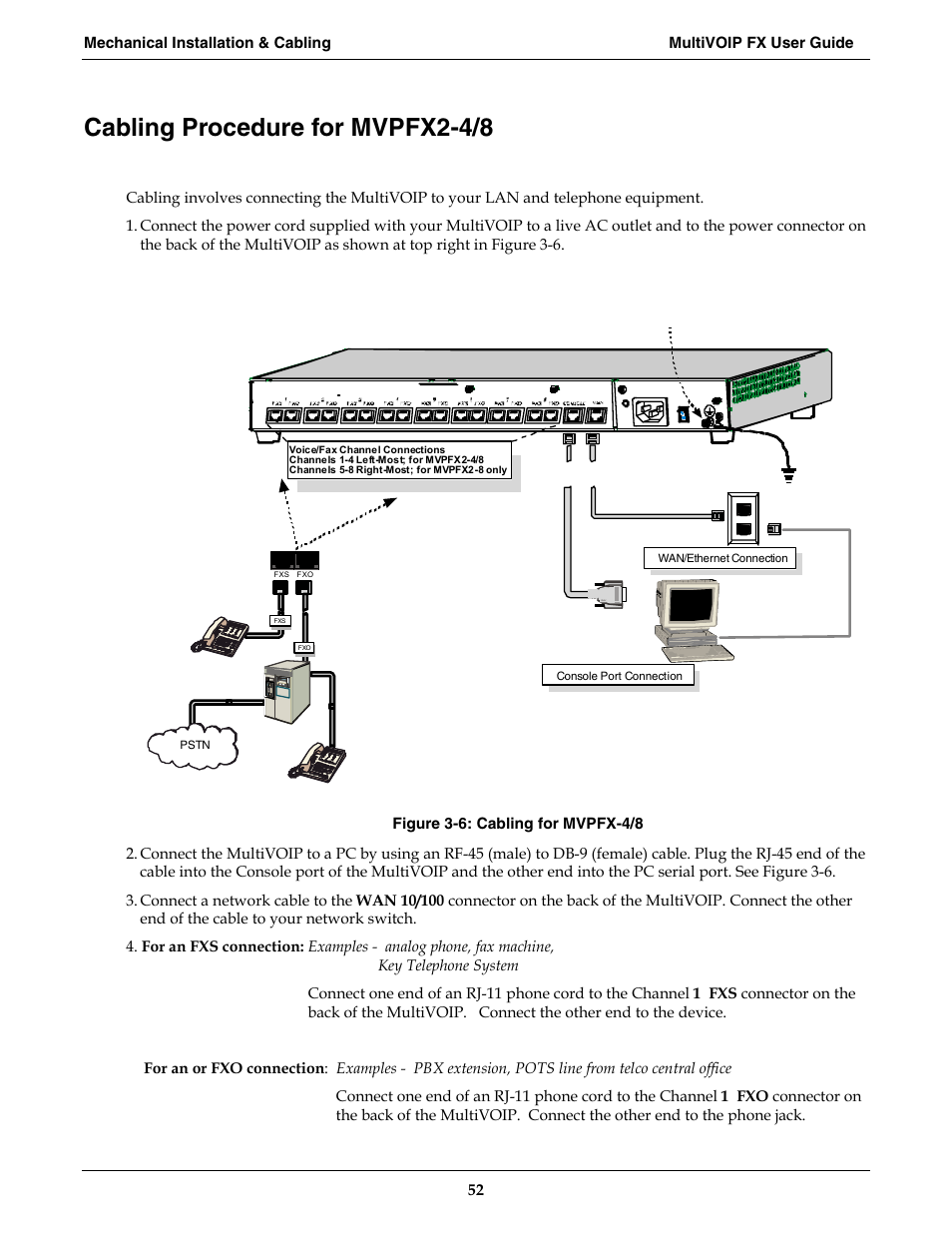 Cabling procedure for mvpfx2-4/8 | Multi-Tech Systems MVPFX2-2 User Manual | Page 52 / 193