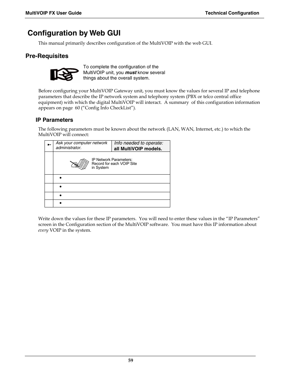 Configuration by web gui, Pre-requisites | Multi-Tech Systems MVPFX2-2 User Manual | Page 59 / 193