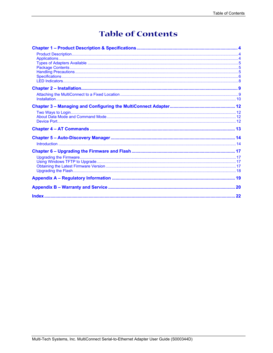 Multi-Tech Systems MultiConnect Adapter Serial-to-Ethernet Adapter with IP User Manual | Page 3 / 22