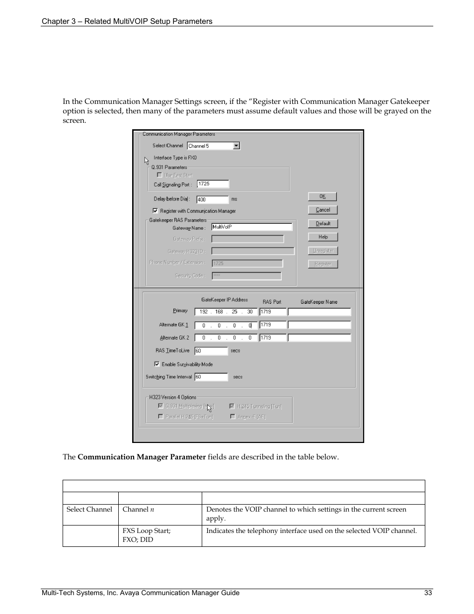 Chapter 3 – related multivoip setup parameters | Multi-Tech Systems MVP103 User Manual | Page 33 / 79