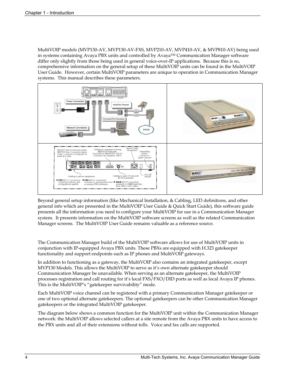 Chapter 1 - introduction, About this manual, Multivoips in avaya communication manager systems | Multi-Tech Systems MVP103 User Manual | Page 4 / 79