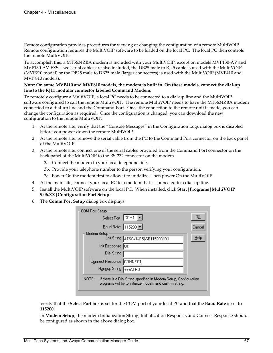 Remote configuration | Multi-Tech Systems MVP103 User Manual | Page 67 / 79