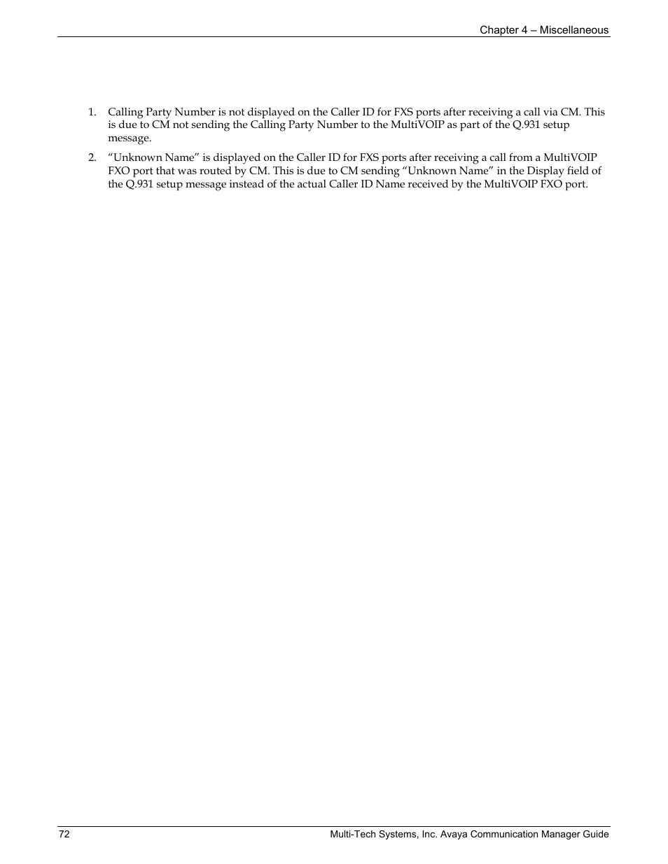 Feature issues | Multi-Tech Systems MVP103 User Manual | Page 72 / 79