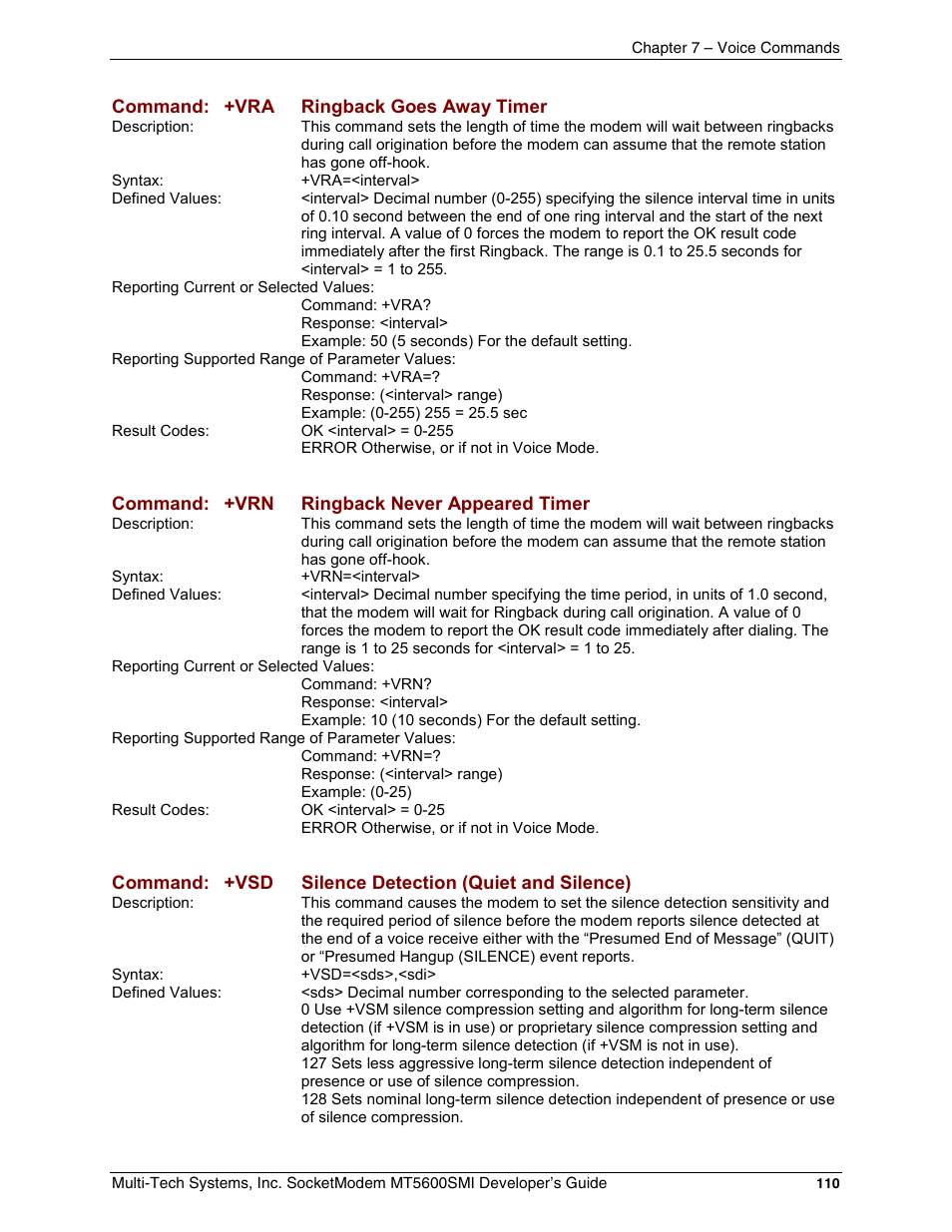 Multi-Tech Systems MT5600SMI-34 User Manual | Page 110 / 134