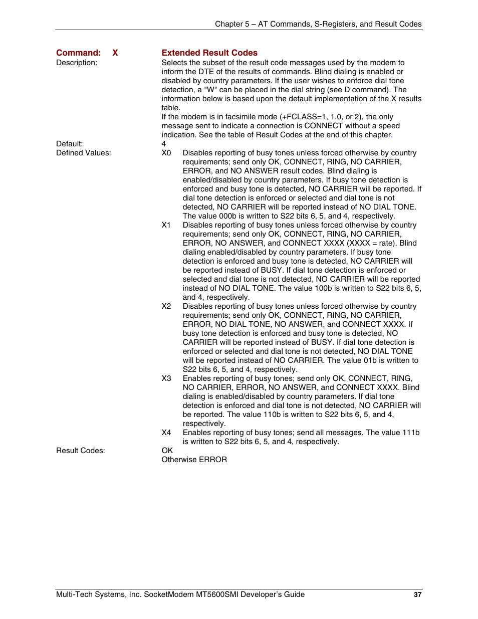 Multi-Tech Systems MT5600SMI-34 User Manual | Page 37 / 134