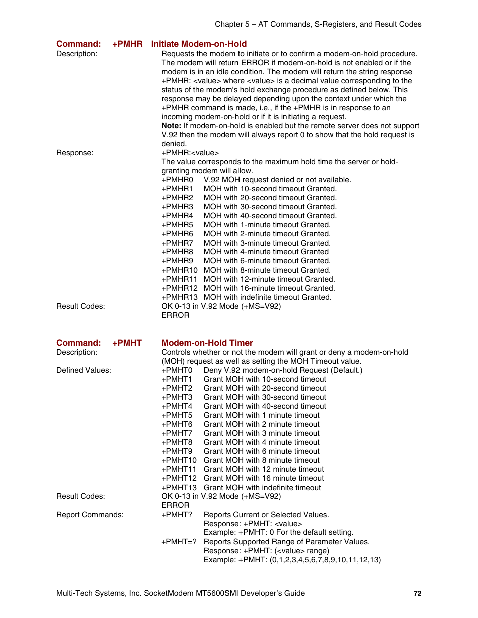 Multi-Tech Systems MT5600SMI-34 User Manual | Page 72 / 134